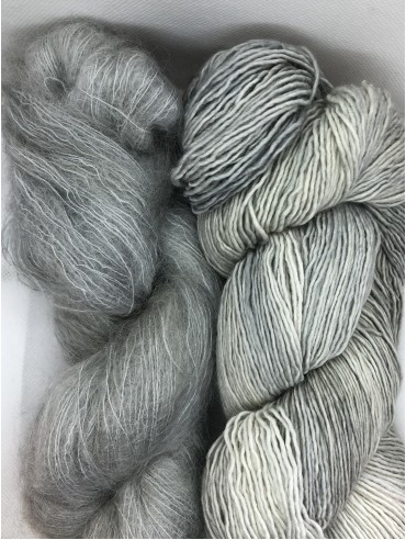 RAKLA garn, Alpakke, Halo Bundle, Merino, Kid Mohair - farve Smoke